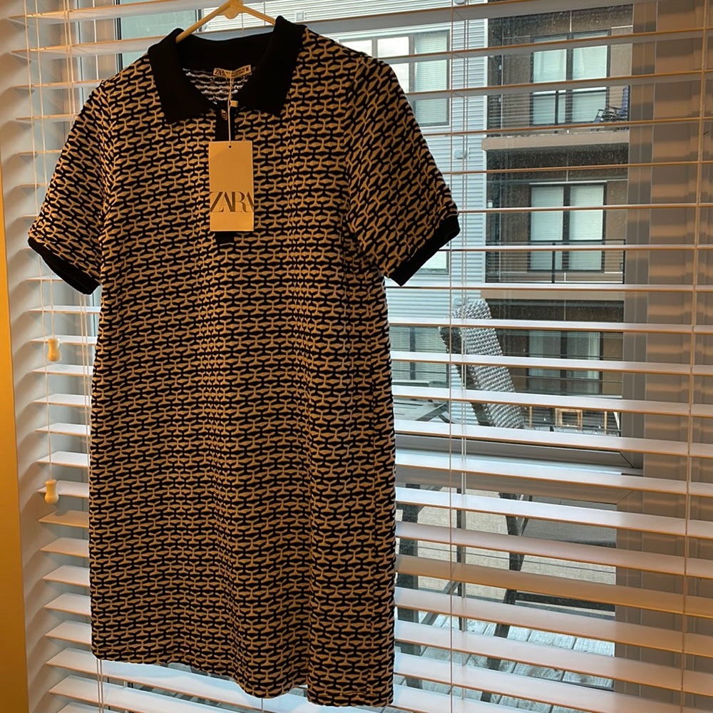 Zara Jacquard Polo Print Dress